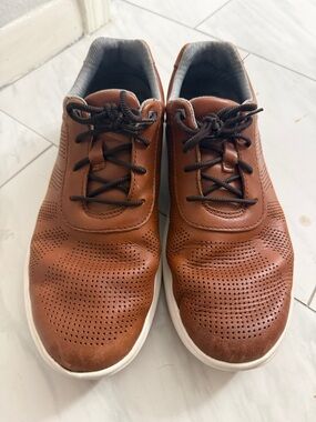 Johnston & Murphy Perforated Leather Lace-Up Sneakers - Brown